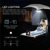 image:imageBest Choice Products Hanging LEDLit Curved Chaise Lounge Chair Swing for Backyard Patio Lawn w 3 Light Settings WeatherResistant Pillow Removable Canopy Shade Steel Stand  PinkIvory