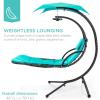 image:imageBest Choice Products Hanging LEDLit Curved Chaise Lounge Chair Swing for Backyard Patio Lawn w 3 Light Settings WeatherResistant Pillow Removable Canopy Shade Steel Stand  PinkTeal