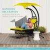 image:imageBest Choice Products Hanging LEDLit Curved Chaise Lounge Chair Swing for Backyard Patio Lawn w 3 Light Settings WeatherResistant Pillow Removable Canopy Shade Steel Stand  PinkYellow