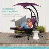 image:imageBest Choice Products Hanging LEDLit Curved Chaise Lounge Chair Swing for Backyard Patio Lawn w 3 Light Settings WeatherResistant Pillow Removable Canopy Shade Steel Stand  PinkPurple