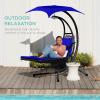 image:imageBest Choice Products Hanging LEDLit Curved Chaise Lounge Chair Swing for Backyard Patio Lawn w 3 Light Settings WeatherResistant Pillow Removable Canopy Shade Steel Stand  PinkResort Blue