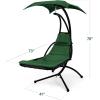 image:imageBest Choice Products Hanging LEDLit Curved Chaise Lounge Chair Swing for Backyard Patio Lawn w 3 Light Settings WeatherResistant Pillow Removable Canopy Shade Steel Stand  PinkGreen