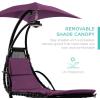 image:imageBest Choice Products Hanging LEDLit Curved Chaise Lounge Chair Swing for Backyard Patio Lawn w 3 Light Settings WeatherResistant Pillow Removable Canopy Shade Steel Stand  PinkPurple