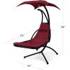 image:imageBest Choice Products Hanging LEDLit Curved Chaise Lounge Chair Swing for Backyard Patio Lawn w 3 Light Settings WeatherResistant Pillow Removable Canopy Shade Steel Stand  PinkBurgundy