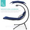 image:imageBest Choice Products Hanging LEDLit Curved Chaise Lounge Chair Swing for Backyard Patio Lawn w 3 Light Settings WeatherResistant Pillow Removable Canopy Shade Steel Stand  PinkNavy Blue