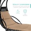 image:imageBest Choice Products Hanging LEDLit Curved Chaise Lounge Chair Swing for Backyard Patio Lawn w 3 Light Settings WeatherResistant Pillow Removable Canopy Shade Steel Stand  PinkTan