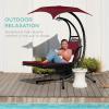 image:imageBest Choice Products Hanging LEDLit Curved Chaise Lounge Chair Swing for Backyard Patio Lawn w 3 Light Settings WeatherResistant Pillow Removable Canopy Shade Steel Stand  PinkBurgundy
