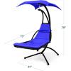 image:imageBest Choice Products Hanging LEDLit Curved Chaise Lounge Chair Swing for Backyard Patio Lawn w 3 Light Settings WeatherResistant Pillow Removable Canopy Shade Steel Stand  PinkResort Blue