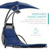 image:imageBest Choice Products Hanging LEDLit Curved Chaise Lounge Chair Swing for Backyard Patio Lawn w 3 Light Settings WeatherResistant Pillow Removable Canopy Shade Steel Stand  PinkNavy Blue