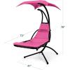 image:imageBest Choice Products Hanging LEDLit Curved Chaise Lounge Chair Swing for Backyard Patio Lawn w 3 Light Settings WeatherResistant Pillow Removable Canopy Shade Steel Stand  PinkPink