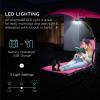 image:imageBest Choice Products Hanging LEDLit Curved Chaise Lounge Chair Swing for Backyard Patio Lawn w 3 Light Settings WeatherResistant Pillow Removable Canopy Shade Steel Stand  PinkPink