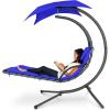 image:imageBest Choice Products Hanging LEDLit Curved Chaise Lounge Chair Swing for Backyard Patio Lawn w 3 Light Settings WeatherResistant Pillow Removable Canopy Shade Steel Stand  PinkResort Blue