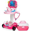 image:imageBest Choice Products Play Doctor Kit for Kids Pretend Medical Station Set for Boys amp Girls with Carrying Case 17 Accessories Mobile Cart LED EKG Thermometer Stethoscope Pulse Machine  BluePink