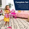 image:imageBest Choice Products 19in Kids Toy Guitar Pretend Play Musical Instrument Toy for Toddlers wMic Stand 8 Demo Songs Lights amp Sounds  PinkBlack