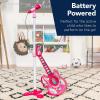image:imageBest Choice Products 19in Kids Toy Guitar Pretend Play Musical Instrument Toy for Toddlers wMic Stand 8 Demo Songs Lights amp Sounds  PinkElectric Blue