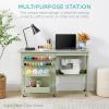image:imageBest Choice Products Folding Sewing Table Multipurpose Craft Station amp Side Desk with Compact Design Wheels Shelves Storage Trays Pegs Magnetic Doors Metal Doorknobs  WalnutCreamWalnut  Cream
