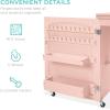 image:imageBest Choice Products Folding Sewing Table Multipurpose Craft Station amp Side Desk with Compact Design Wheels Shelves Storage Trays Pegs Magnetic Doors Metal Doorknobs  WalnutCreamPink