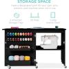 image:imageBest Choice Products Folding Sewing Table Multipurpose Craft Station amp Side Desk with Compact Design Wheels Shelves Storage Trays Pegs Magnetic Doors Metal Doorknobs  WalnutCreamBlack
