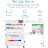 image:imageBest Choice Products Folding Sewing Table Multipurpose Craft Station amp Side Desk with Compact Design Wheels Shelves Storage Trays Pegs Magnetic Doors Metal Doorknobs  WalnutCreamWhite