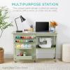 image:imageBest Choice Products Folding Sewing Table Multipurpose Craft Station amp Side Desk with Compact Design Wheels Shelves Storage Trays Pegs Magnetic Doors Metal Doorknobs  WalnutCreamEspresso