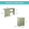 image:imageBest Choice Products Folding Sewing Table Multipurpose Craft Station amp Side Desk with Compact Design Wheels Shelves Storage Trays Pegs Magnetic Doors Metal Doorknobs  WalnutCreamLight Green