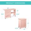 image:imageBest Choice Products Folding Sewing Table Multipurpose Craft Station amp Side Desk with Compact Design Wheels Shelves Storage Trays Pegs Magnetic Doors Metal Doorknobs  WalnutCreamPink