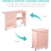 image:imageBest Choice Products Folding Sewing Table Multipurpose Craft Station amp Side Desk with Compact Design Wheels Shelves Storage Trays Pegs Magnetic Doors Metal Doorknobs  WalnutCreamPink