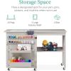 image:imageBest Choice Products Folding Sewing Table Multipurpose Craft Station amp Side Desk with Compact Design Wheels Shelves Storage Trays Pegs Magnetic Doors Metal Doorknobs  WalnutCreamGrey