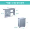 image:imageBest Choice Products Folding Sewing Table Multipurpose Craft Station amp Side Desk with Compact Design Wheels Shelves Storage Trays Pegs Magnetic Doors Metal Doorknobs  WalnutCreamLight Blue