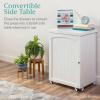 image:imageBest Choice Products Folding Sewing Table Multipurpose Craft Station amp Side Desk with Compact Design Wheels Shelves Storage Trays Pegs Magnetic Doors Metal Doorknobs  WalnutCreamGrey