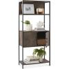 image:imageBest Choice Products 4Tier Bookshelf Tall Bookcase Wood Storage Cabinet for Living Room Bedroom Entryway Home Office wCabinet Enclosed Storage Shelf Space Metal Sturdy Frame  Dark WalnutDark Walnut