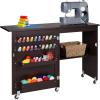 image:imageBest Choice Products Folding Sewing Table Multipurpose Craft Station amp Side Desk with Compact Design Wheels Shelves Storage Trays Pegs Magnetic Doors Metal Doorknobs  WalnutCreamEspresso