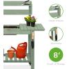 image:imageBest Choice Products Mobile Garden Potting Bench Outdoor Wood Workstation Table wSliding Tabletop 4 Locking Wheels Food Grade Dry Sink Storage Shelves  Sage GreenSage Green