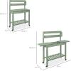 image:imageBest Choice Products Mobile Garden Potting Bench Outdoor Wood Workstation Table wSliding Tabletop 4 Locking Wheels Food Grade Dry Sink Storage Shelves  Sage GreenSage Green