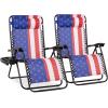 image:imageBest Choice Products Set of 2 Adjustable Steel Mesh Zero Gravity Lounge Chair Recliners wPillows and Cup Holder Trays  MarigoldWhiteAmerican Flag