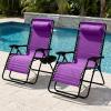 image:imageBest Choice Products Set of 2 Adjustable Steel Mesh Zero Gravity Lounge Chair Recliners wPillows and Cup Holder Trays  MarigoldWhiteAmethyst Purple