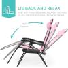 image:imageBest Choice Products Set of 2 Adjustable Steel Mesh Zero Gravity Lounge Chair Recliners wPillows and Cup Holder Trays  MarigoldWhiteBubblegum Pink