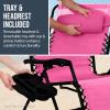 image:imageBest Choice Products Set of 2 Adjustable Steel Mesh Zero Gravity Lounge Chair Recliners wPillows and Cup Holder Trays  MarigoldWhiteFlamingo StripesWhite