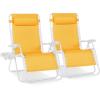 image:imageBest Choice Products Set of 2 Adjustable Steel Mesh Zero Gravity Lounge Chair Recliners wPillows and Cup Holder Trays  MarigoldWhiteMarigoldWhite