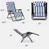 image:imageBest Choice Products Set of 2 Adjustable Steel Mesh Zero Gravity Lounge Chair Recliners wPillows and Cup Holder Trays  MarigoldWhiteMediterranean Blue Stripes