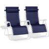 image:imageBest Choice Products Set of 2 Adjustable Steel Mesh Zero Gravity Lounge Chair Recliners wPillows and Cup Holder Trays  MarigoldWhiteNavyWhite