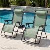 image:imageBest Choice Products Set of 2 Adjustable Steel Mesh Zero Gravity Lounge Chair Recliners wPillows and Cup Holder Trays  MarigoldWhiteSage Green Stripes