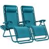 image:imageBest Choice Products Set of 2 Adjustable Steel Mesh Zero Gravity Lounge Chair Recliners wPillows and Cup Holder Trays  MarigoldWhitePeacock