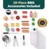 image:imageBest Choice Products Kids BBQ Grill Playset Wooden Play Kitchen Toy with 28 Accessories Realistic Toy Grill with Clicking Knobs Side Burners amp Storage IndoorOutdoor for Toddlers Boys amp Girls