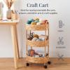 image:imageBest Choice Products 3Tier Round Rolling Nursery Caddy wWheels Handwoven Utility Cart Storage Organization for Bathroom Craft Room Laundry Room  Natural