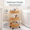 image:imageBest Choice Products 3Tier Round Rolling Nursery Caddy wWheels Handwoven Utility Cart Storage Organization for Bathroom Craft Room Laundry Room  Natural