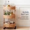 image:imageBest Choice Products 3Tier Round Rolling Nursery Caddy wWheels Handwoven Utility Cart Storage Organization for Bathroom Craft Room Laundry Room  Natural