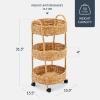 image:imageBest Choice Products 3Tier Round Rolling Nursery Caddy wWheels Handwoven Utility Cart Storage Organization for Bathroom Craft Room Laundry Room  Natural