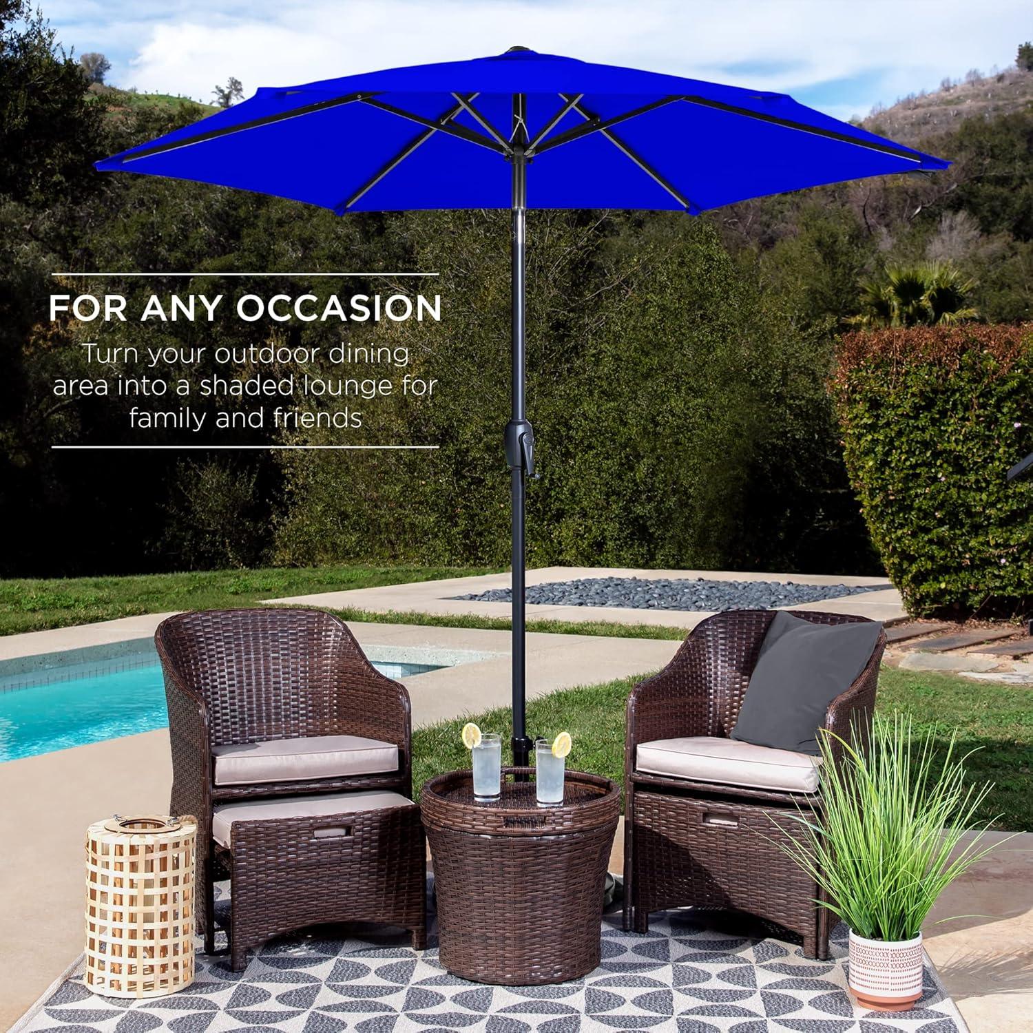 image:imageBest Choice Products 75ft HeavyDuty Round Outdoor Market Table Patio Umbrella wSteel Pole Push Button Tilt Easy Crank Lift  RedResort Blue