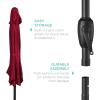 image:imageBest Choice Products 75ft HeavyDuty Round Outdoor Market Table Patio Umbrella wSteel Pole Push Button Tilt Easy Crank Lift  RedBurgundy